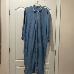 Ralph Lauren blue label 6 chambray vintage button down dress pockets guc